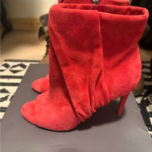 Red Suede Women's Ankle Boots